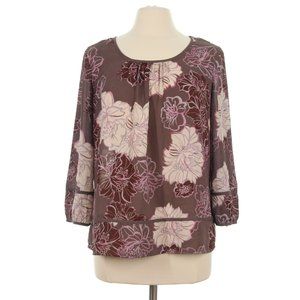41 Hawthorn Women's Tan Floral Blouse Top